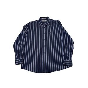 Faconnable Mens XL Blue White Stripe Button Down Shirt Designed in France Cotton